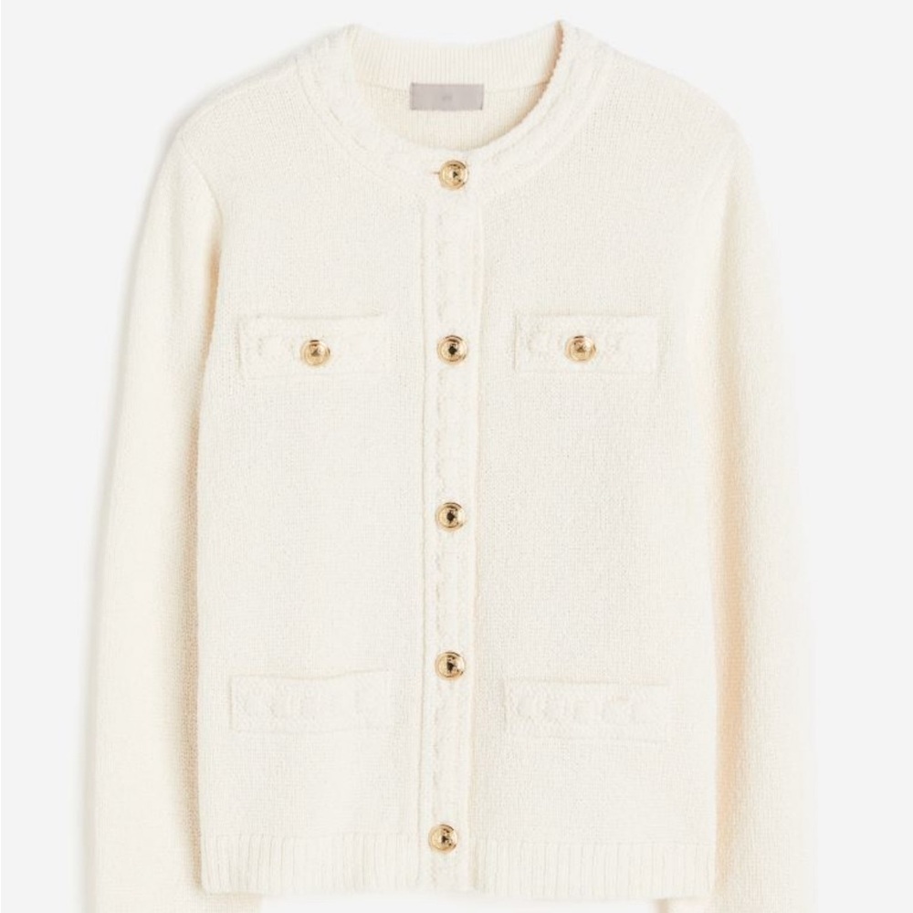 - H&M Textured Knit Cardigan, cream